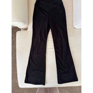 Womens Black Flared Leggings Yoga Pilates M Polyester Elastane
